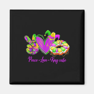 Peace Liebe King Cake Funny Mardi Gras Party Carni Magnet