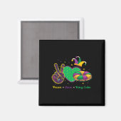 Peace Liebe King Cake Mardi Gras Masquerade Carniv Magnet (Vorderseite/Rückseite)
