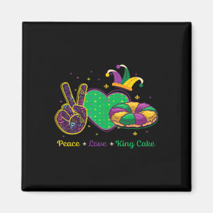 Peace Liebe King Cake Mardi Gras Masquerade Carniv Magnet