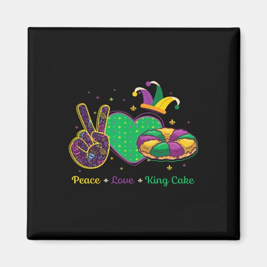 Peace Liebe King Cake Mardi Gras Masquerade Carniv Magnet (Vorne)