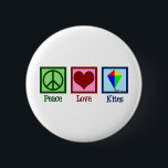 Peace Liebe Kites Button<br><div class="desc">Ein niedliches Kite-Festivalgeschenk für jemanden,  der im Park Drachenflieger Liebe.</div>