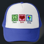 Peace Liebe Kites Niedlich Kite Festival Truckerkappe<br><div class="desc">Ein niedliches Kite-Festivalgeschenk für jemanden,  der im Park Drachenflieger Liebe.</div>