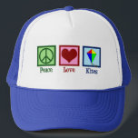 Peace Liebe Kites Niedlich Kite Festival Truckerkappe<br><div class="desc">Ein niedliches Kite-Festivalgeschenk für jemanden,  der im Park Drachenflieger Liebe.</div>