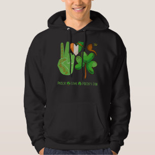 Peace Liebe Kleeblatts Saint Patty's St Patrick's  Hoodie