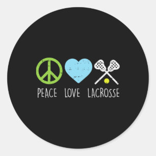 Peace Liebe Lacrosse Cool Lax Player Goalie Hippie Runder Aufkleber