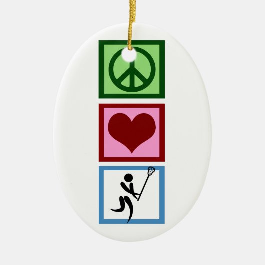 Peace Liebe Lacrosse Keramik Ornament (Vorne)