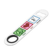 Peace Liebe Lacrosse Speedflaschenöffner (Vorderseite Schrägansicht)