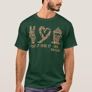 Peace Liebe Latte Macchiato Niedlich Leopard Print T-Shirt