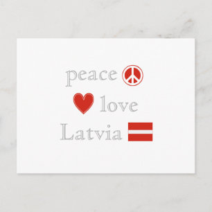 Peace Liebe Lettland Herz und lettische Flagge Postkarte