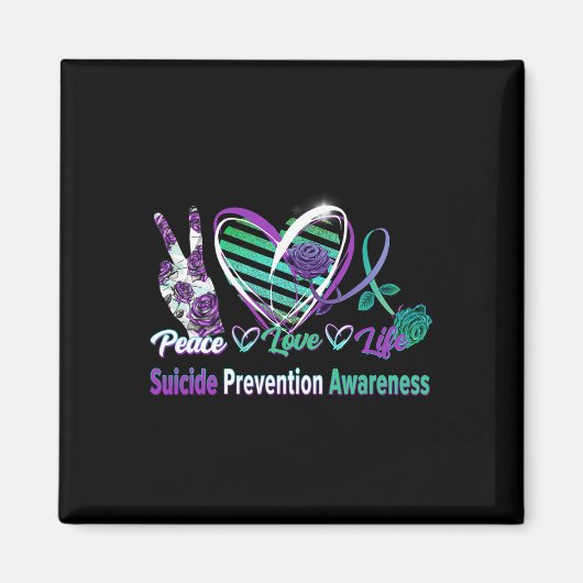 Peace Liebe Life Suicide Awareness Semi Colon Gesc Magnet (Vorne)