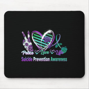 Peace Liebe Life Suicide Awareness Semi Colon Gesc Mousepad