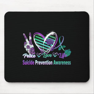 Peace Liebe Life Suicide Awareness Semi Colon Gesc Mousepad