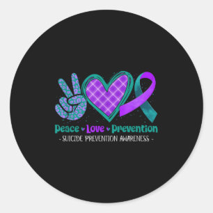 Peace Liebe Life Suicide Prevention Awareness Purp Runder Aufkleber