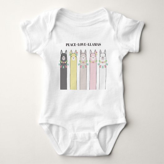 Peace Liebe Llamas - Niedlicher Retro-farbenfroher Baby Strampler (Vorderseite)