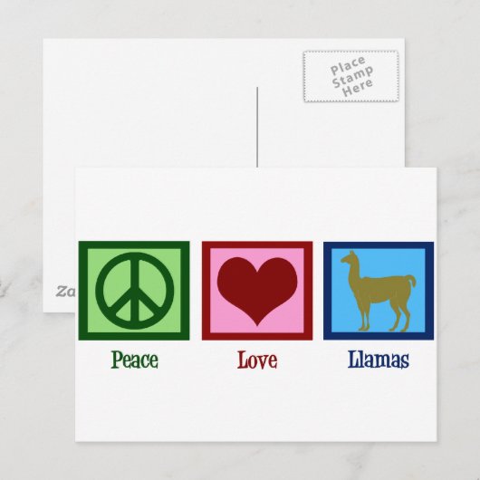 Peace Liebe Llamas Postkarte (Vorne/Hinten)