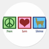 Peace Liebe Llamas Runder Aufkleber (Vorderseite)
