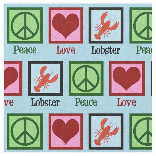 Peace Liebe Lobster Stoff (Nahaufnahme)