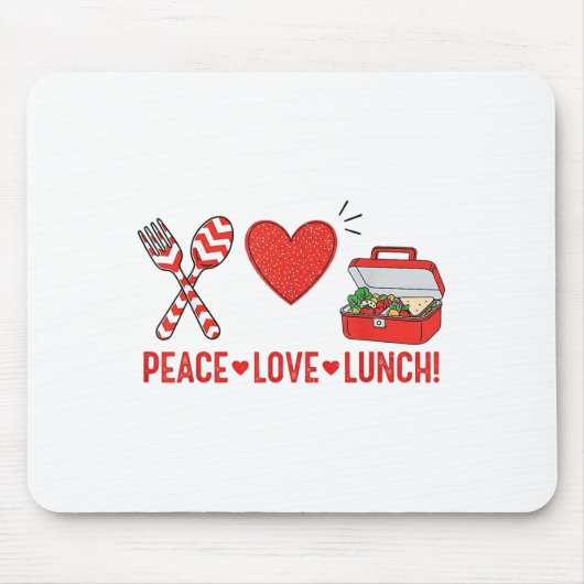 "Peace Liebe Lunch Lady Apprecision Box" Mousepad (Vorne)