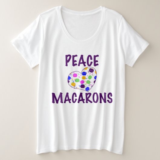 Peace Liebe Macarons Herz Große Größe T-Shirt (Design vorne)
