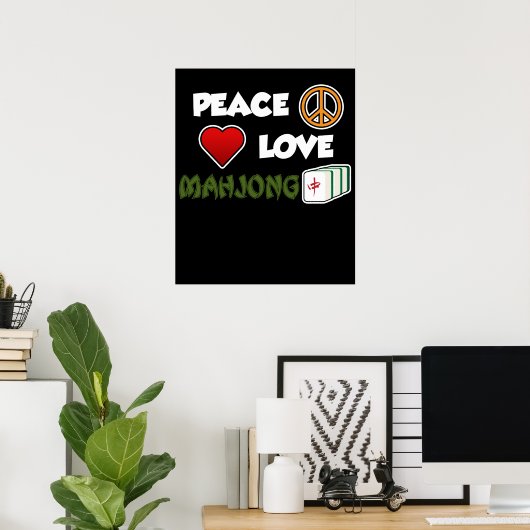 Peace Liebe Mahjong Game Mahjong Player Games Poster (Heimbüro)