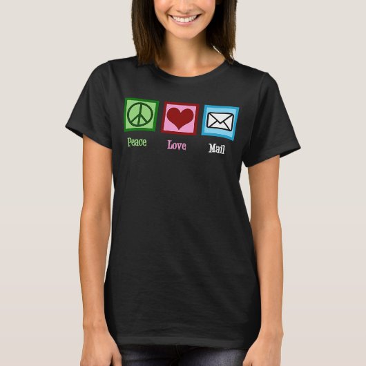 Peace Liebe Mail Niedlich Post Office Poster Ser T-Shirt (Vorderseite)