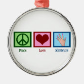 Peace Liebe Manicure Silbernes Ornament (Vorne)