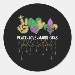 Peace Liebe Mardi Gras 2024 New Orleans Carnival P Runder Aufkleber