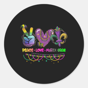 Peace Liebe Mardi Gras Beads Karneval Parade Neu o Runder Aufkleber