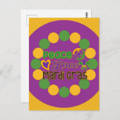 Peace Liebe Mardi Gras Lila Gold Postkarte (Vorne/Hinten)