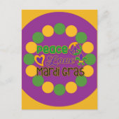 Peace Liebe Mardi Gras Lila Gold Postkarte (Vorderseite)