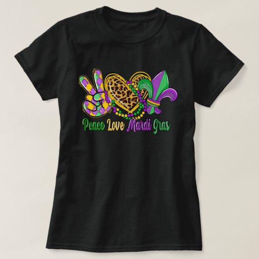 🎭 Peace Liebe Mardi Gras T - Shirt - Festive & Fu (Design vorne)