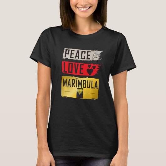 Peace Liebe Marímbula Musical Instrument Marímbula T-Shirt (Vorderseite)