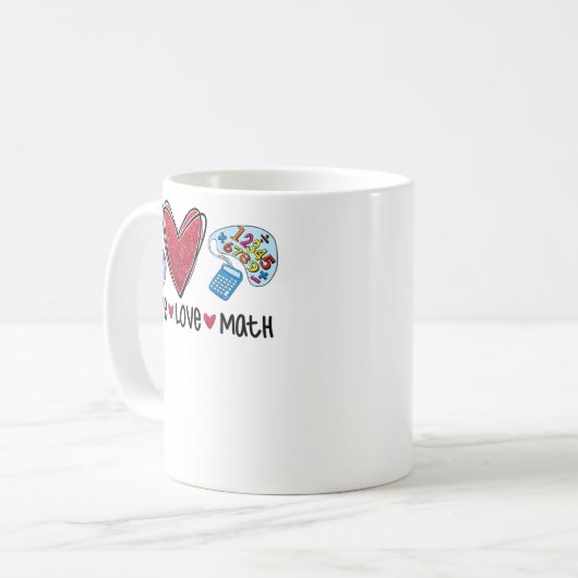 Peace Liebe Math Funny Teacher Kaffeetasse (Vorderseite Links)