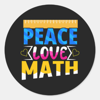 Peace Liebe Mathematik School Subject Runder Aufkleber
