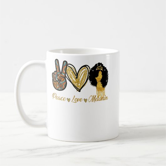 Peace Liebe Melanin Black Girl Afro Queen Bla Kaffeetasse (Links)