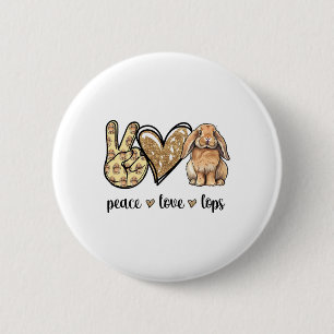 Peace Liebe Mini Holland Lop Bunny Rabbit Lover Button