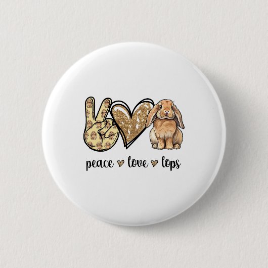 Peace Liebe Mini Holland Lop Bunny Rabbit Lover Button (Vorderseite)