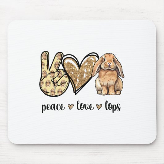 Peace Liebe Mini Holland Lop Bunny Rabbit Lover Mousepad (Vorne)