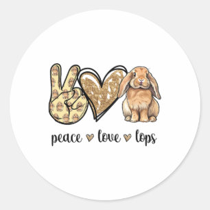 Peace Liebe Mini Holland Lop Bunny Rabbit Lover Runder Aufkleber
