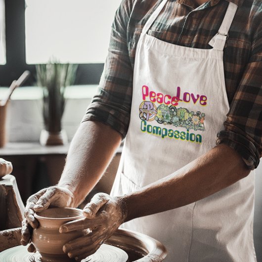 Peace Liebe Mitgefühl Hippie Graffiti Kanji Liebe Schürze