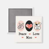 Peace Liebe Moo Cow Magnet (Vorderseite/Rückseite)