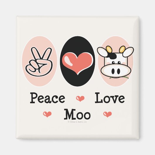 Peace Liebe Moo Cow Magnet (Vorne)