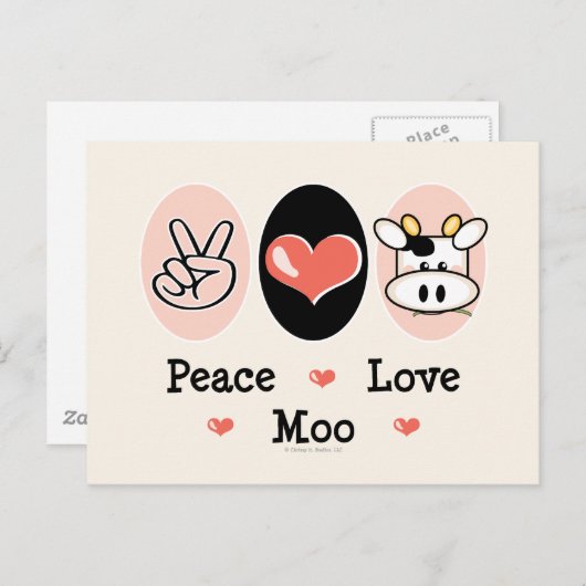 Peace Liebe Moo Cow Postcard Postkarte (Vorne/Hinten)
