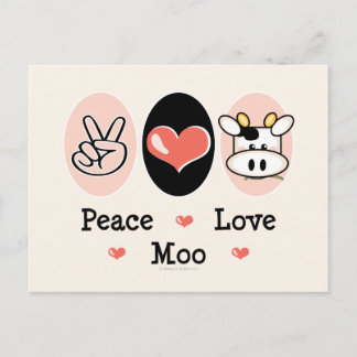 Peace Liebe Moo Cow Postcard Postkarte
