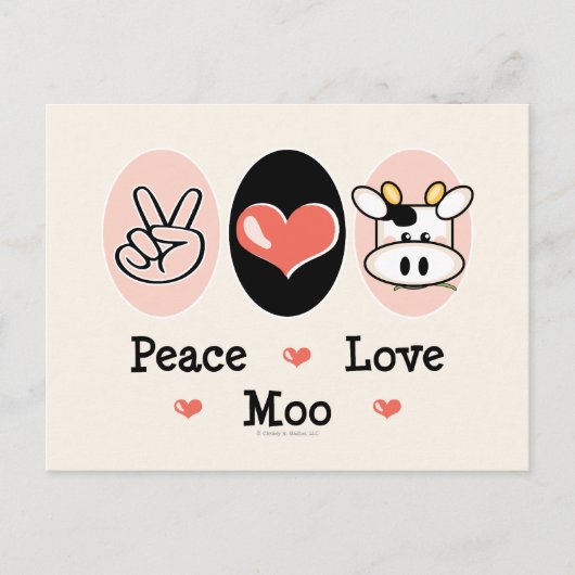 Peace Liebe Moo Cow Postcard Postkarte (Vorderseite)