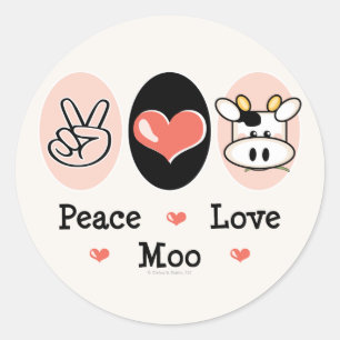 Peace Liebe Moo Cow Stickers
