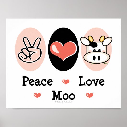 Peace Liebe Moo Niedlich Cow Poster (Vorne)