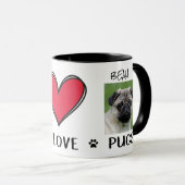 Peace Liebe Mops Lovers Mug Tasse (VorderseiteRechts)