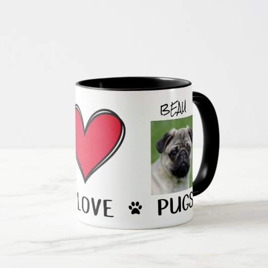 Peace Liebe Mops Lovers Mug Tasse (VorderseiteRechts)