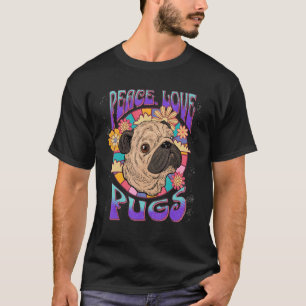 Peace Liebe Möpsen Dog Mops Mama Dog Mama Retr T-Shirt